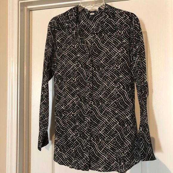 Coldwater creek black and white button down sz Large - Picture 1 of 6